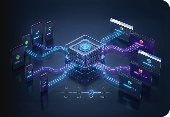 Parallel real device test execution without queue delays