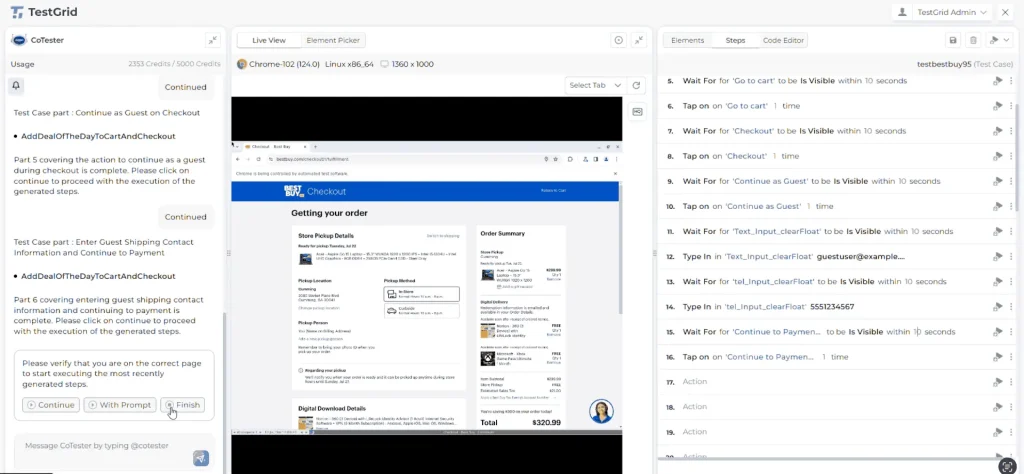 CoTester generates a structured manual test case