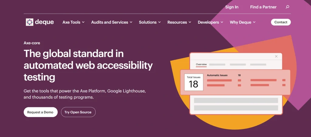 12 Best Accessibility Testing Tools in 2026 (WCAG, ADA & AI-Powered) 19 Axe core