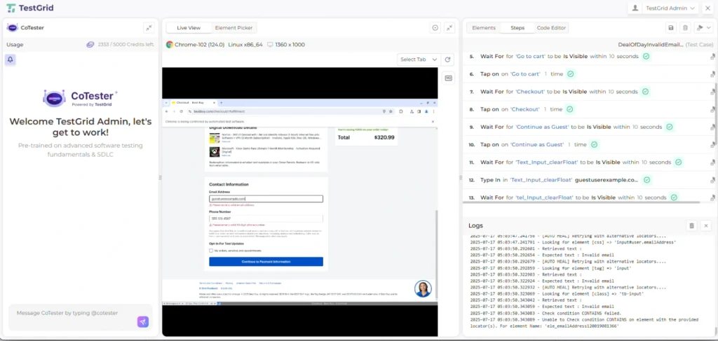 AI Test Case Generation: A Complete Guide for QA Teams 2 CoTester by TestGrid for test case generation