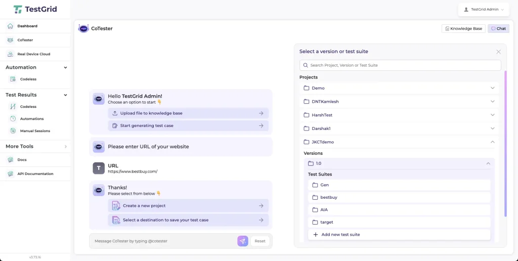 AI Test Case Generation: A Complete Guide for QA Teams 12 CoTester Studio - workspace for test case generation