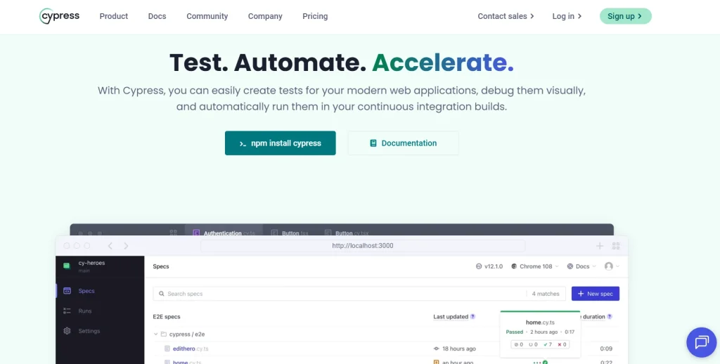 Best 20 SaaS Testing Tools 17 cypress test automation
