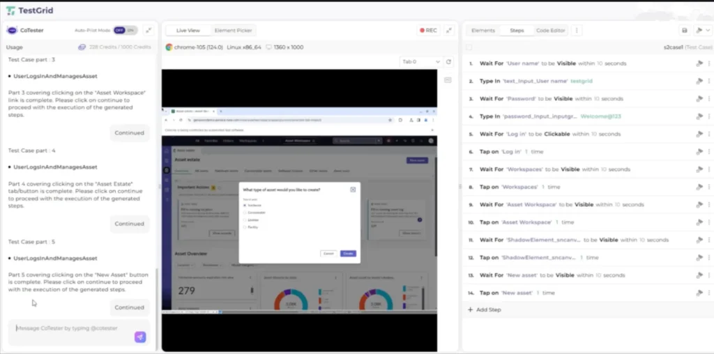 4 CoTester automatically generates the executable test steps based