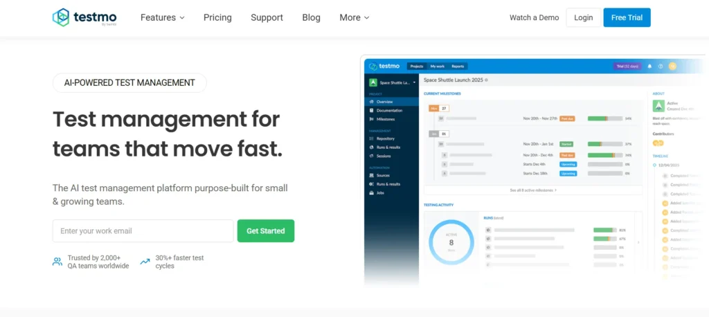 Testmo unified AI test management platform