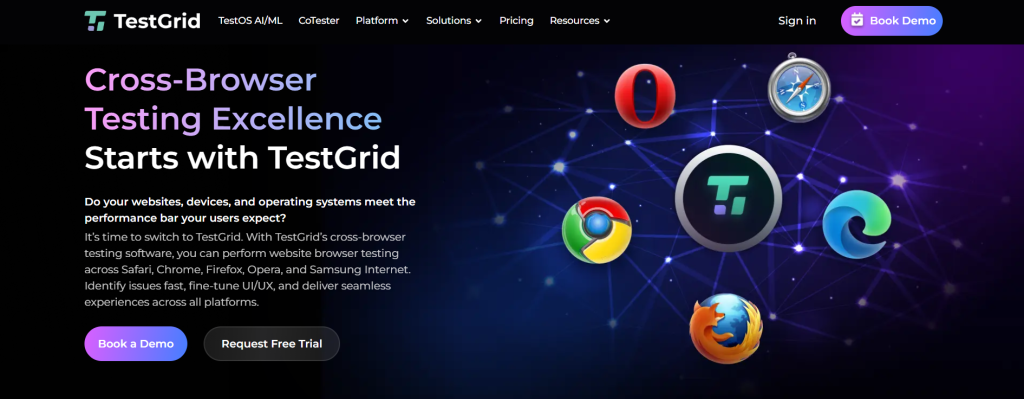 TestGrid AI Cross Browser Testing Tool