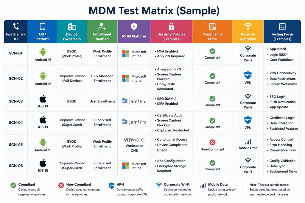 MDM Test Matrix Example