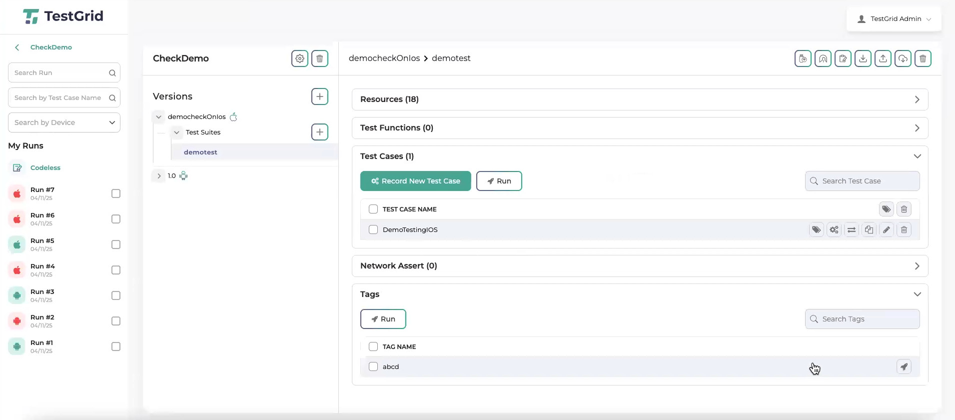 Test Case Tagging In Codeless/Scriptless and Device Tagging - TestGrid