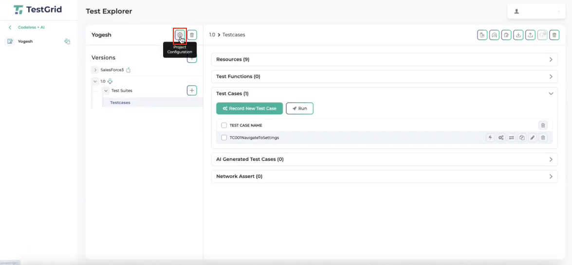 Project Configuration Navigation